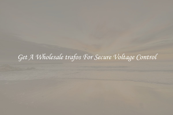 Get A Wholesale trafos For Secure Voltage Control