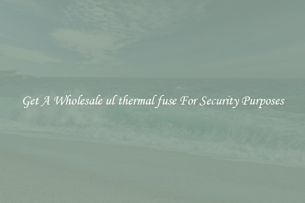 Get A Wholesale ul thermal fuse For Security Purposes