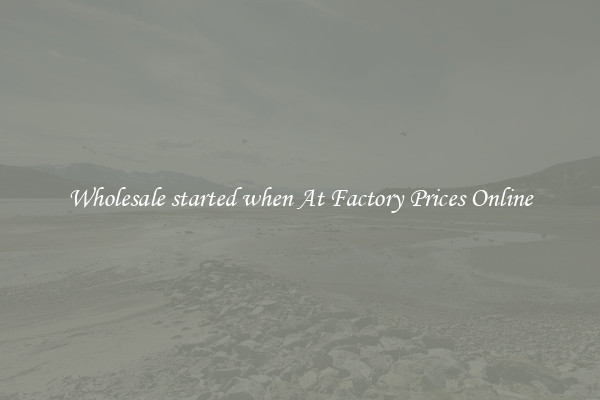 Wholesale started when At Factory Prices Online